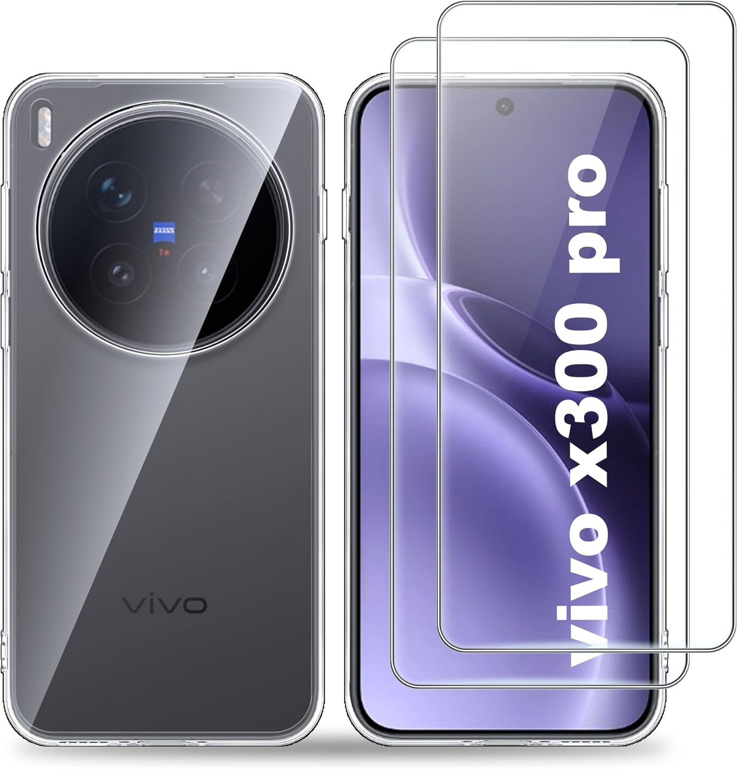 Effcotuo Case for Xiaomi 15T 5G Cover with 2 Pieces Screen Protector for Tempered Glass Screen Protector Transparent Mobile Phone Case Transparent Silicone TPU Protective Case