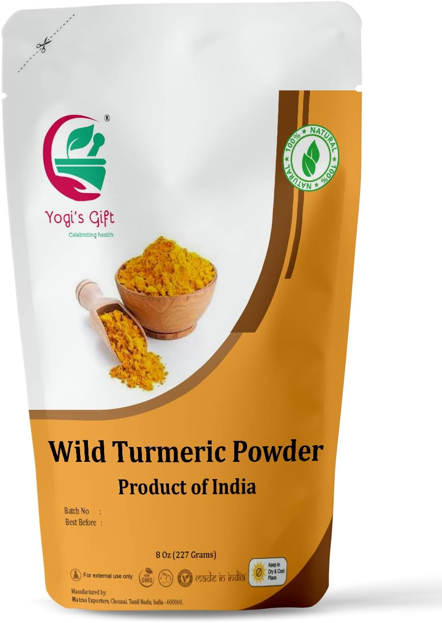 100% Pure Wild Turmeric Powder for Face | 8 Oz (227 Grams) | Kasturi Manjal | Curcuma Aromatica | Amba Haldi | Promotes Glowing Skin | by Yogi'S Gift&reg; image number 5