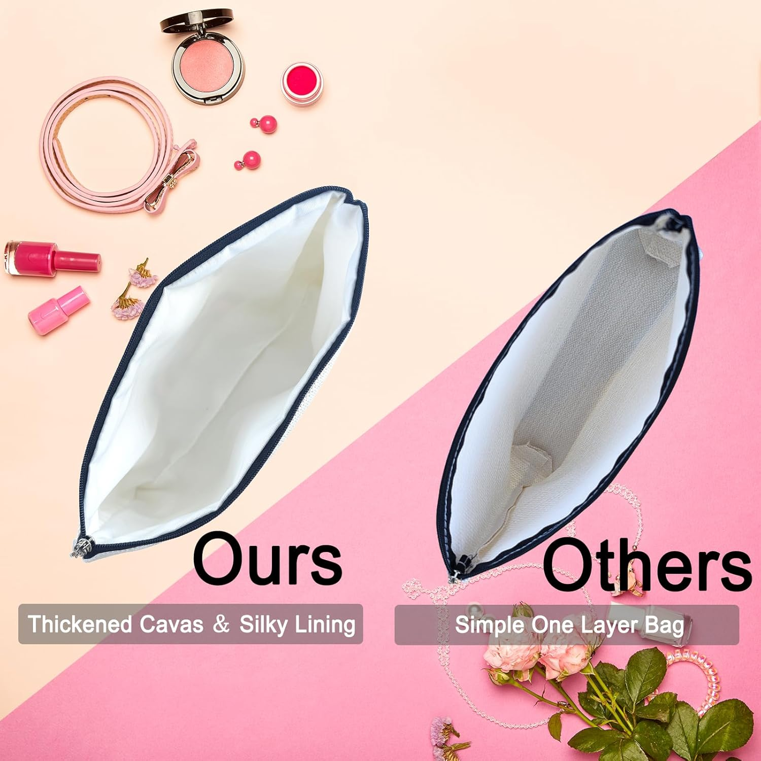 Animal Lover Gifts for Women Girls, Funny Washed Double-Sided Printied Waterproof Linen Small Makeup Bags, Cat Lovers, Makeup Bag for Women - Green image number 5