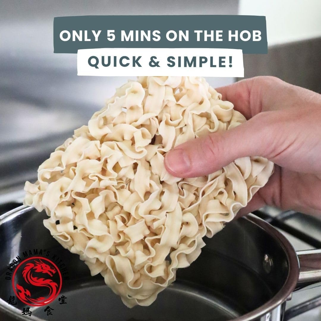 DRAGON MAMA'S KITCHEN Taiwanese Petal Noodles - 320G | Vegan &middot; Non-Fried &middot; No Palm Oil &middot; No Preservatives &middot; No Artificial Flavours &middot; No Artificial Colours &middot; No GMO (Pack of 1)