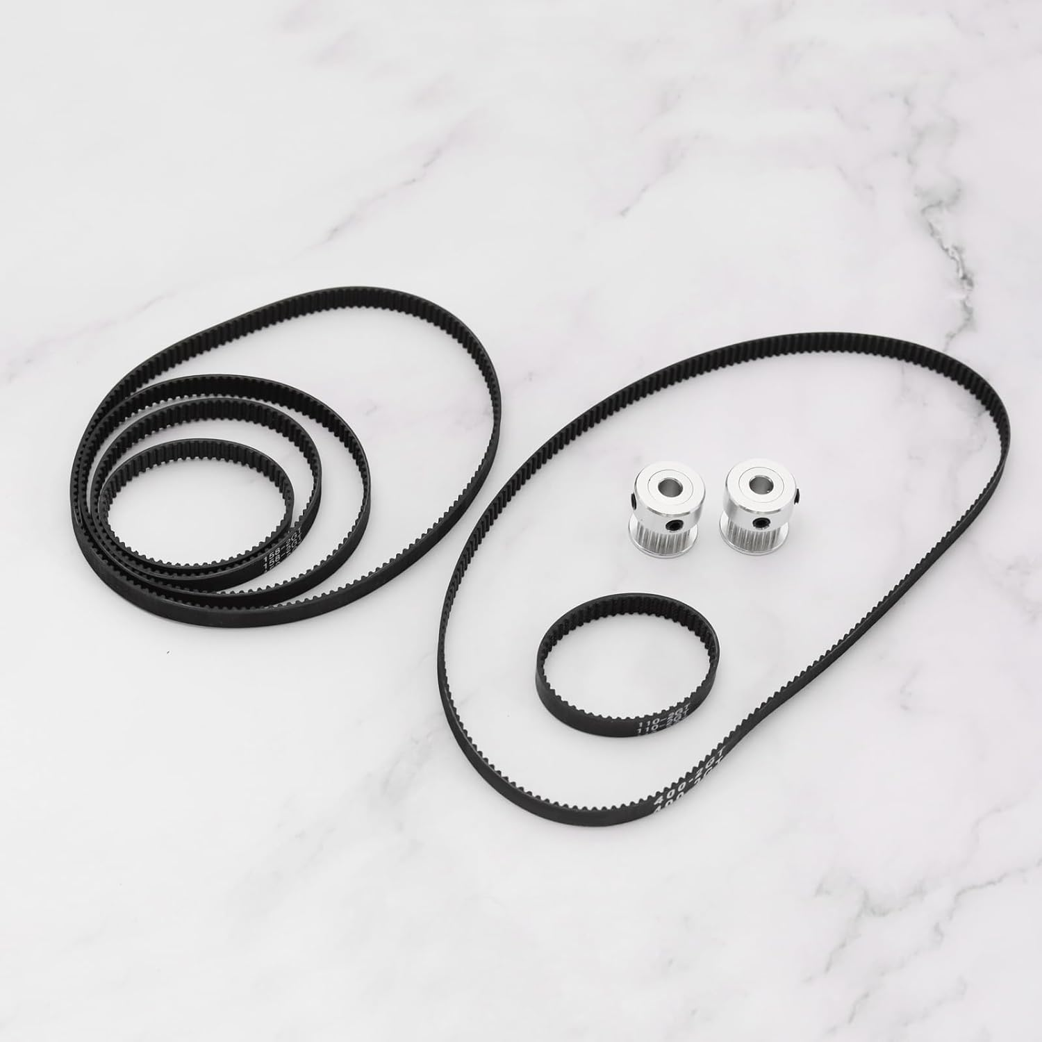 6PCS 2GT-6 3D Printer Timing Belt Set - 6Mm Width, 110Mm to 400Mm Lengths, 20 Tooth 5Mm Bore Aluminium Pulley image number 4