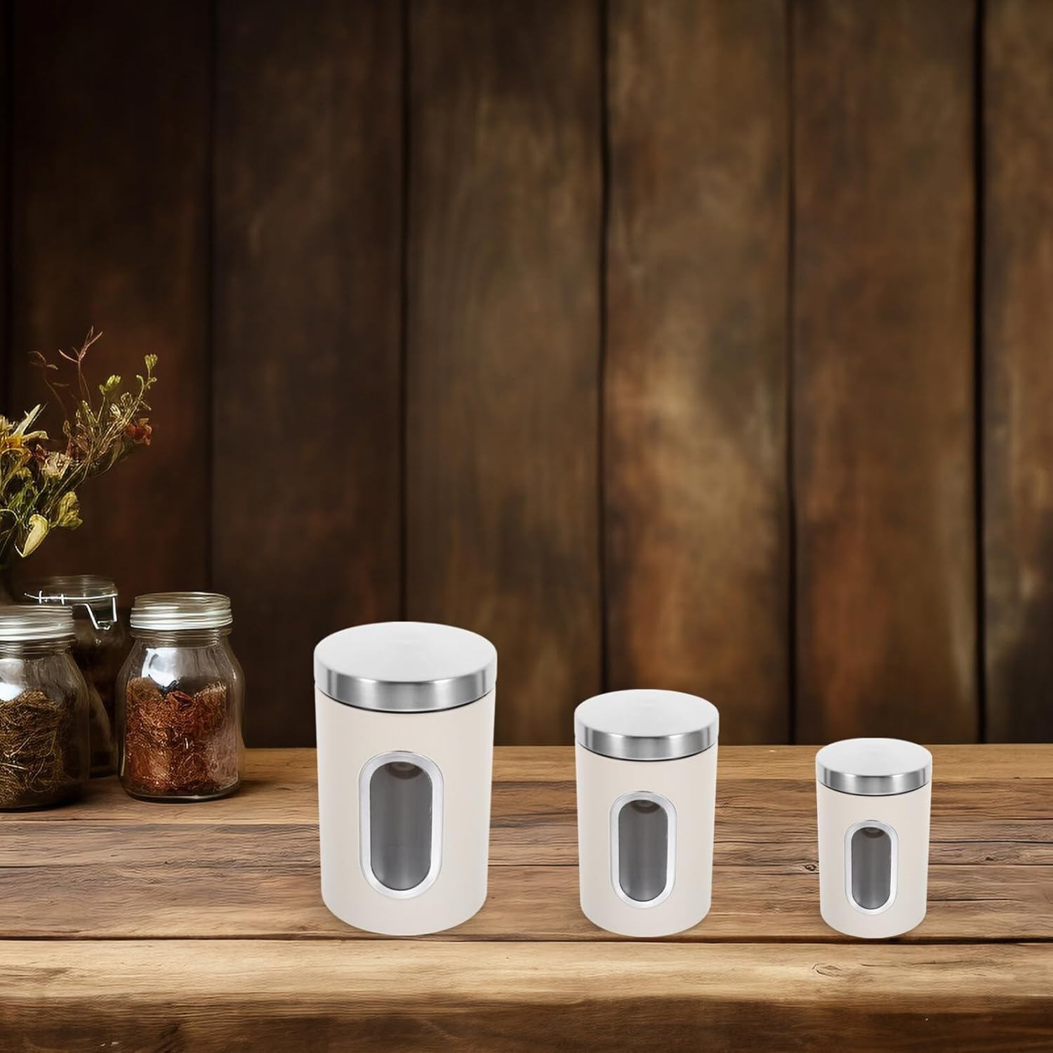 HOLIDYOYO Food Storage Canister Set 3 Pcs Airtight Tea Canisters for Loose Tea Coffee Portable Metal Home Kitchen Storage Tea Canister image number 1