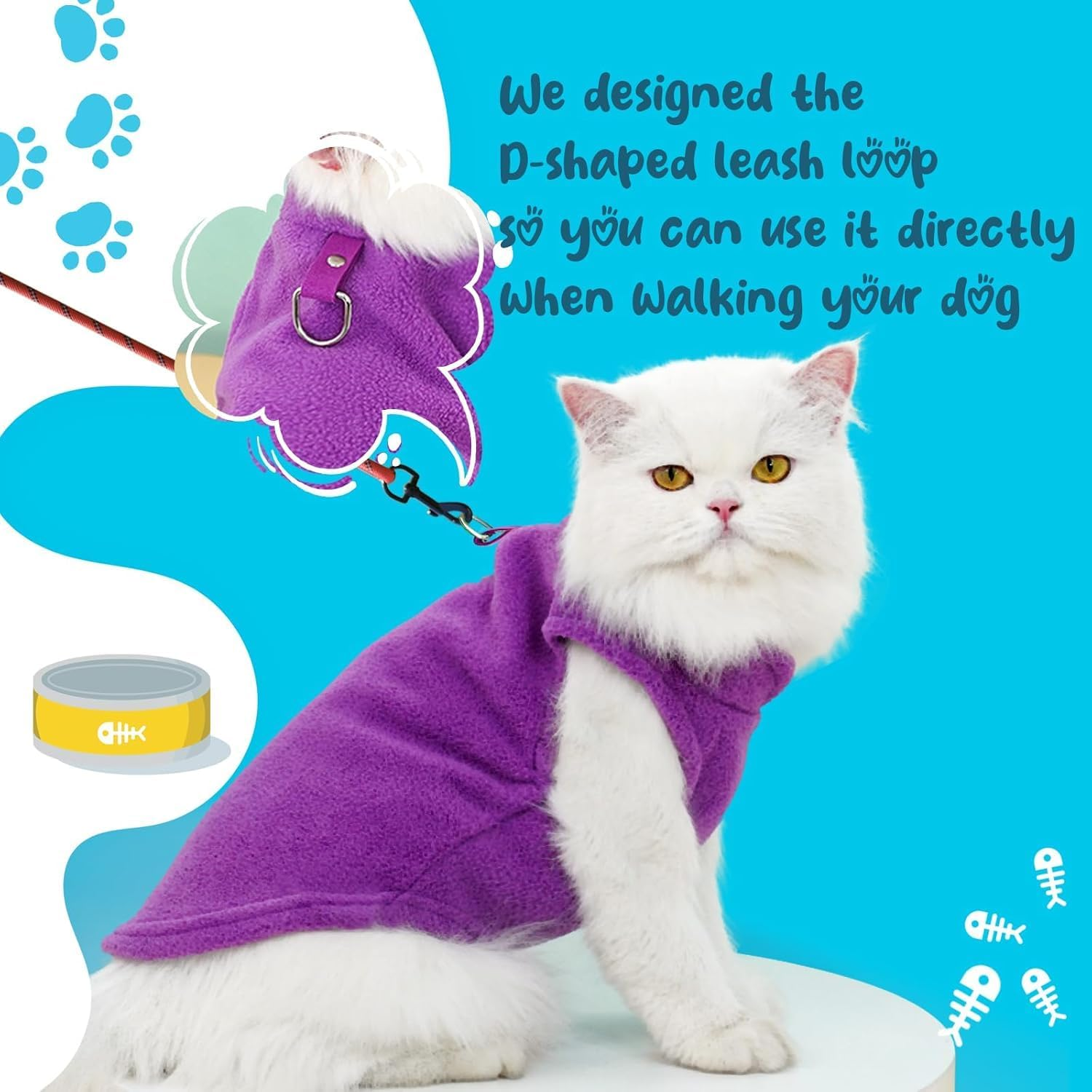 2 Pack Fleece Warm and Soft Winter Jumpers for Small Dogs and Cats(Purple+Rose, M)