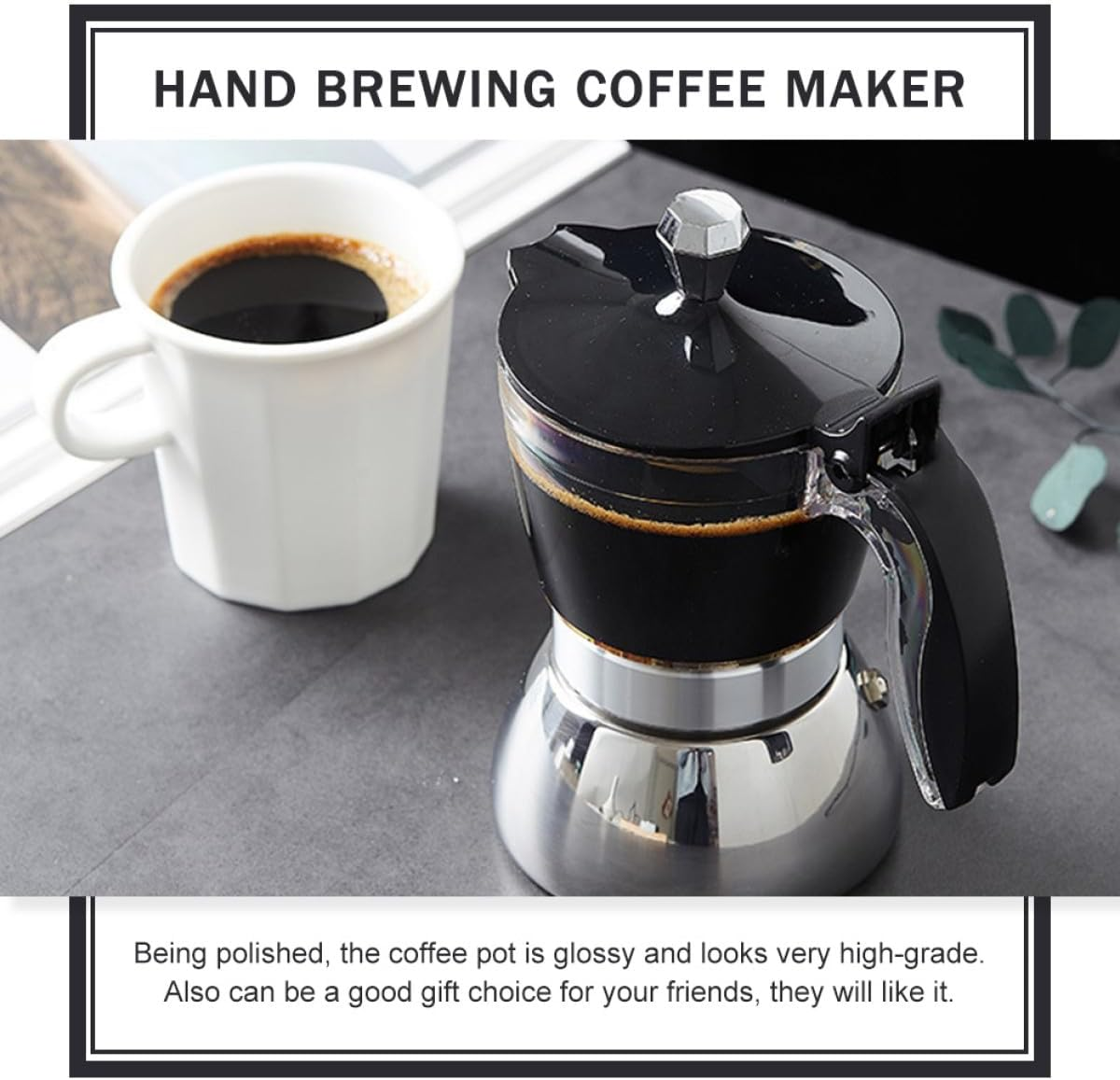 BAZEITFLOW Visible 4-Cup 200Ml Glass Stovetop Coffee Pot Espresso Coffee Maker Household Coffee Kettle for Home Brewing image number 1