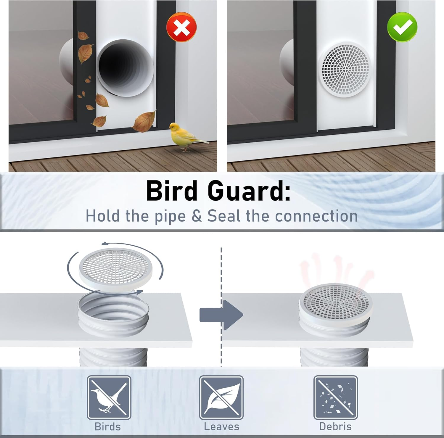 Flamorrow Portable Air Conditioner Sliding Door Kit for 5.9" Diameter Exhaust Hose, Adjustable Length Sealing Panels up to 90", Universal Sliding Door AC Vent Kit for Portable AC image number 4