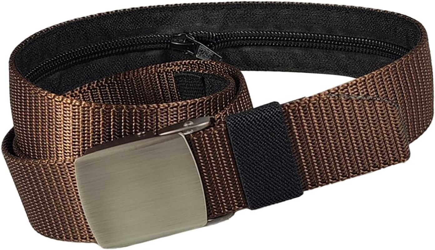 Travel Safety Belt, Travel Bag Belt - Belt with Wallet, Security Money Belt for Valuables, Travel Anti-Theft Belt, Cashsafe Wallet Belt, Safe Waist Belt for Men, Holds, Coffee, See Description, See image number 1