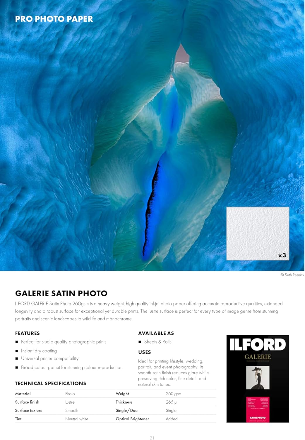 ILFORD Galerie Prestige Lustre 6X4 260GSM - 100 Sheets Professional Galerie Prestige Lustre 6X4 260GSM - 100 Sheets, White (2004021) image number 2