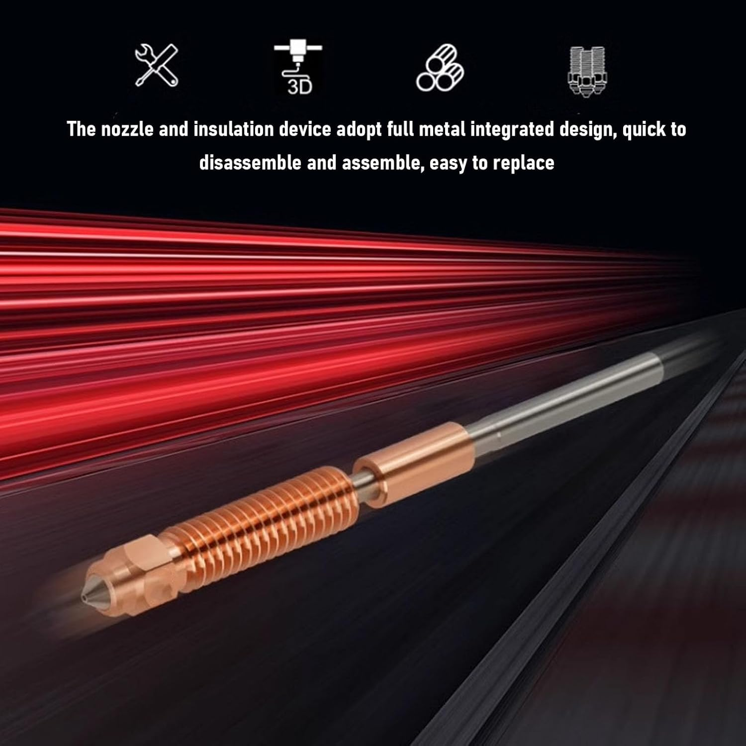 2 Pcs Quick Swap Nozzle, Ti Alloy Heat Break Hardened Steel Crzrcu All Metal Integrated Nozzle Compatible with K2 plus 3D Printer (0.2Mm) image number 1