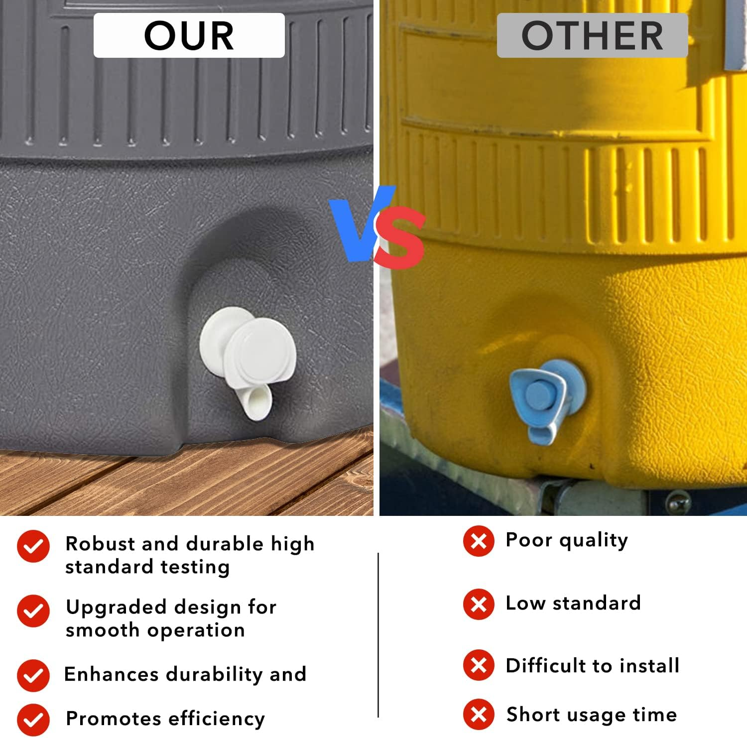 Upgrade Push-Button Cooler Spigot Replacement, Compatible with Igloo 2, 3, 5 and 10 Gallon Beverage Coolers, Durable Water Cooler Spigot for 2-10 Gallon Water Jugs Replacement Part - 30 Pcs White image number 4