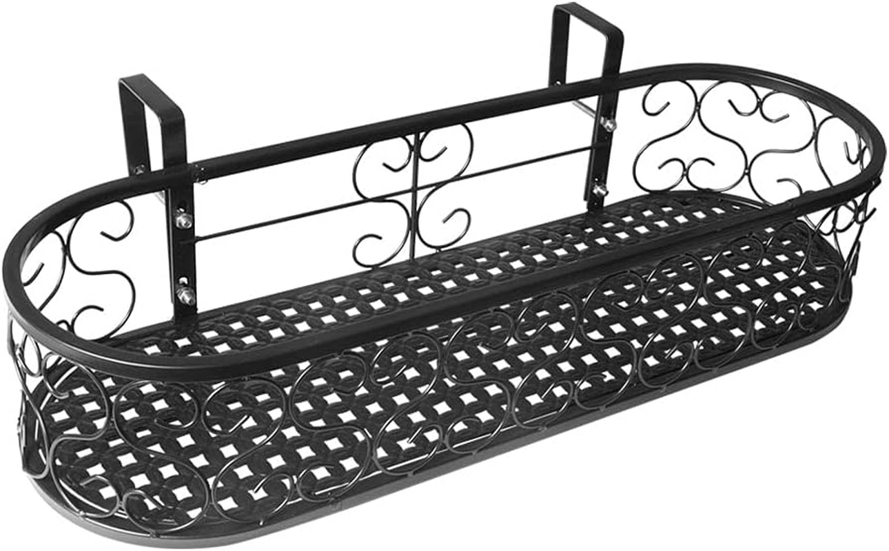 Levede Metal Oval Hanging Basket Plant Stand, Black