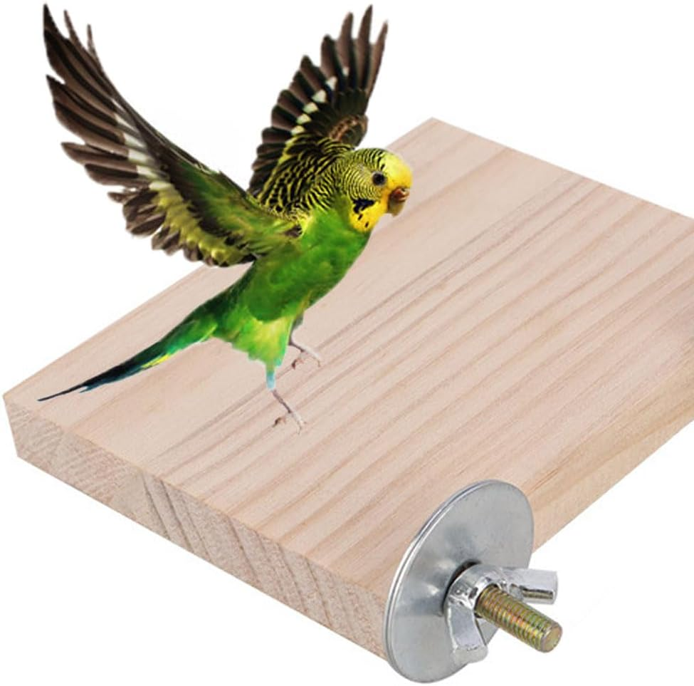 2 Pcs Parrot Platform, 15X8Cm Hamster Wooden Stand Platform Bird Perch Stand Parrot Bird Cage Perches Square Exercise Toys, Playground Exercise Toys for Parakeet Cockatiels, Hamster Standing Board image number 3