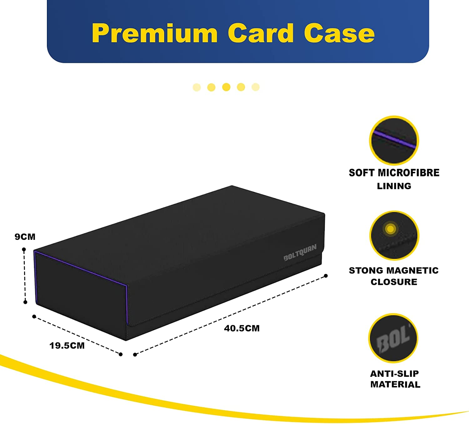 Premium Card Game Deck Storage Box & Playmat Case - Holds 550+ Double Sleeved Cards - Yugioh/Mtg Card Holder Storage Case - Game Card Box with Mat Case & Removable Compartment (Black-Purple) image number 2