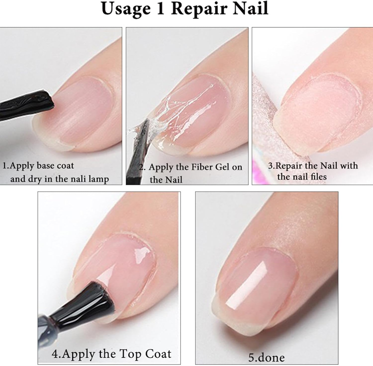 Meindin Broken Nail Repair Kit for Natural Nails - Nail Glue for Broken Nail,Manicure Supplies, Fingernail Strengthener, Instantly Fill In, Fix Cracks image number 6