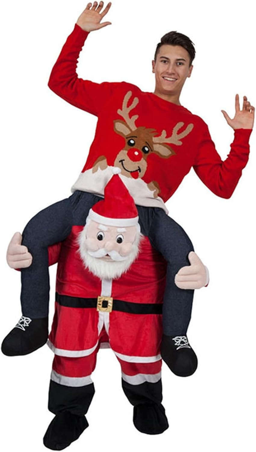 Elf Santa Costume Adult Ride on Christmas Costume Santa Cosplay Suit for Men image number 4