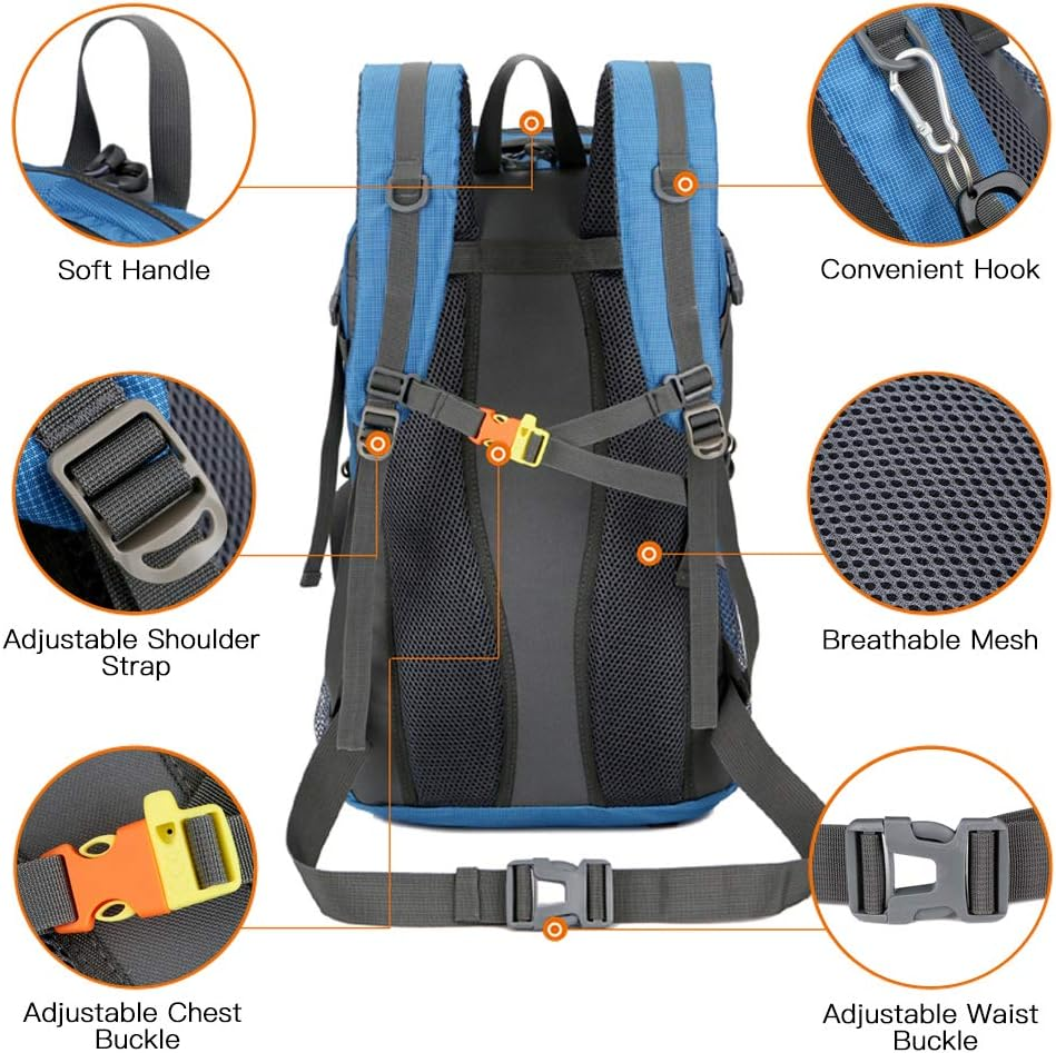 45L Camping Hiking Backpack Large Ty Mountaineering Pack Waterproof Travel Backpack Grass Green image number 6