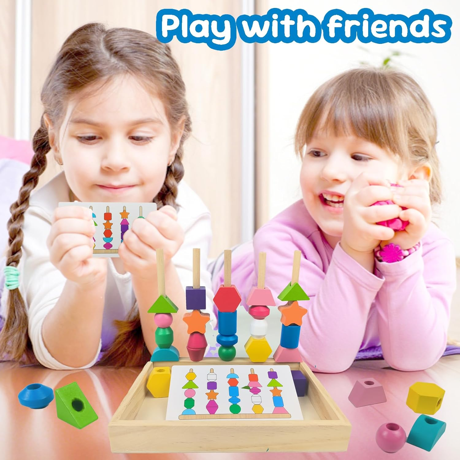 Threading Toys for 2 3 4 5 Year Olds,Montessori Toy for 2 3 4 5 Year Olds,Fine Motor Skills,Montessori Beads Sequencing Set image number 4