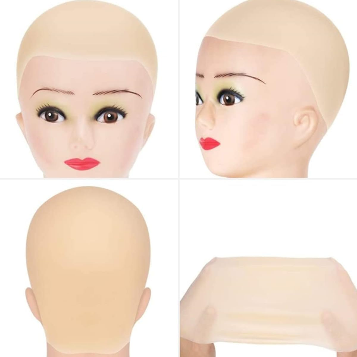 Jjiaolinin Bald Caps,Latex Bald Cap Makeup Bald Head Wig Cap for Adults Makeup Bald Head Wig Cap Costume Accessory Fake Scalp Props Cosplay, for Kids, Adult Men and Women