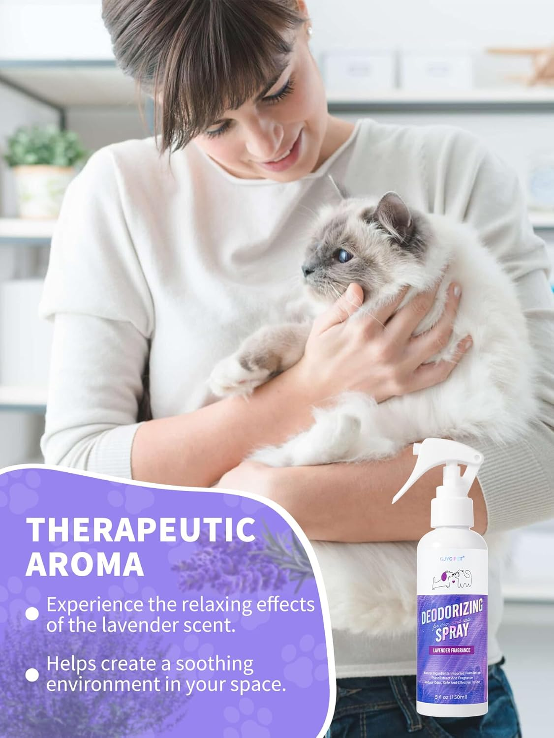 Pet Deodorizing Spray with Lavender Fragrance, 150Ml, for Litter Boxes, Pet Cages, and Pet Areas image number 2