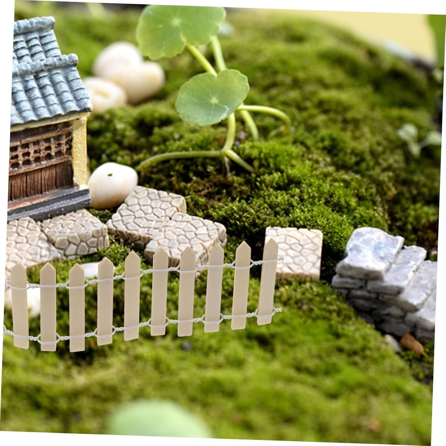 Wood Picket Fence Garden Decorative Fence,2Pc Miniature Fairy Garden Fence Wood Decorative Ornaments Fences,Miniature Garden Ornament Wooden Garden Ornament Fence, Naked image number 6