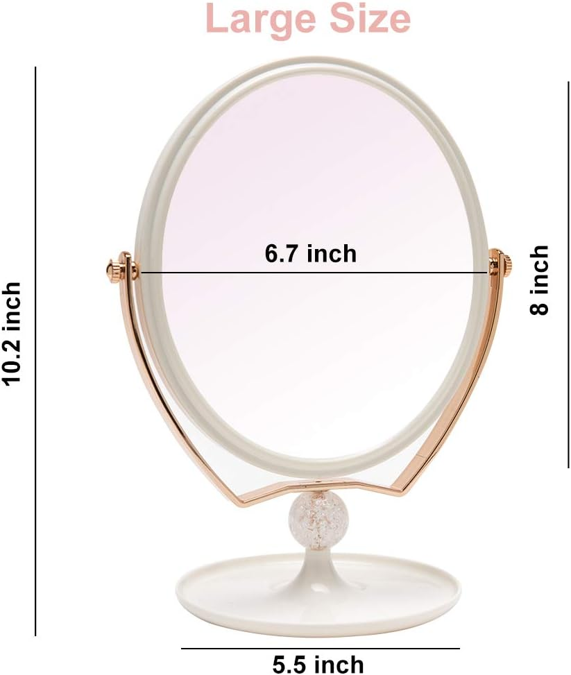 YEAKE Magnifying Makeup Vanity Mirror,Abs Plastic Double Sided 3X Magnification 360&deg;Swivel Beauty Make up Mirror Cosmetic Table Desk Mirror 8" Oval image number 5
