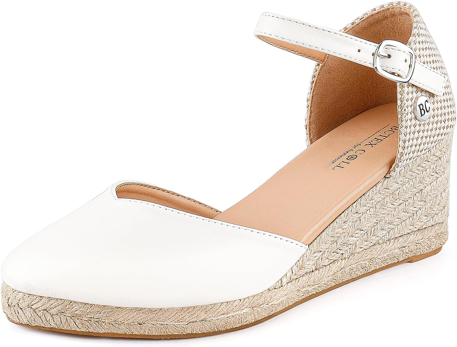 BCTEX COLL Women'S Espadrilles Wedge Sandals Ankle Strap Platform Closed Toe Dressy Shoes