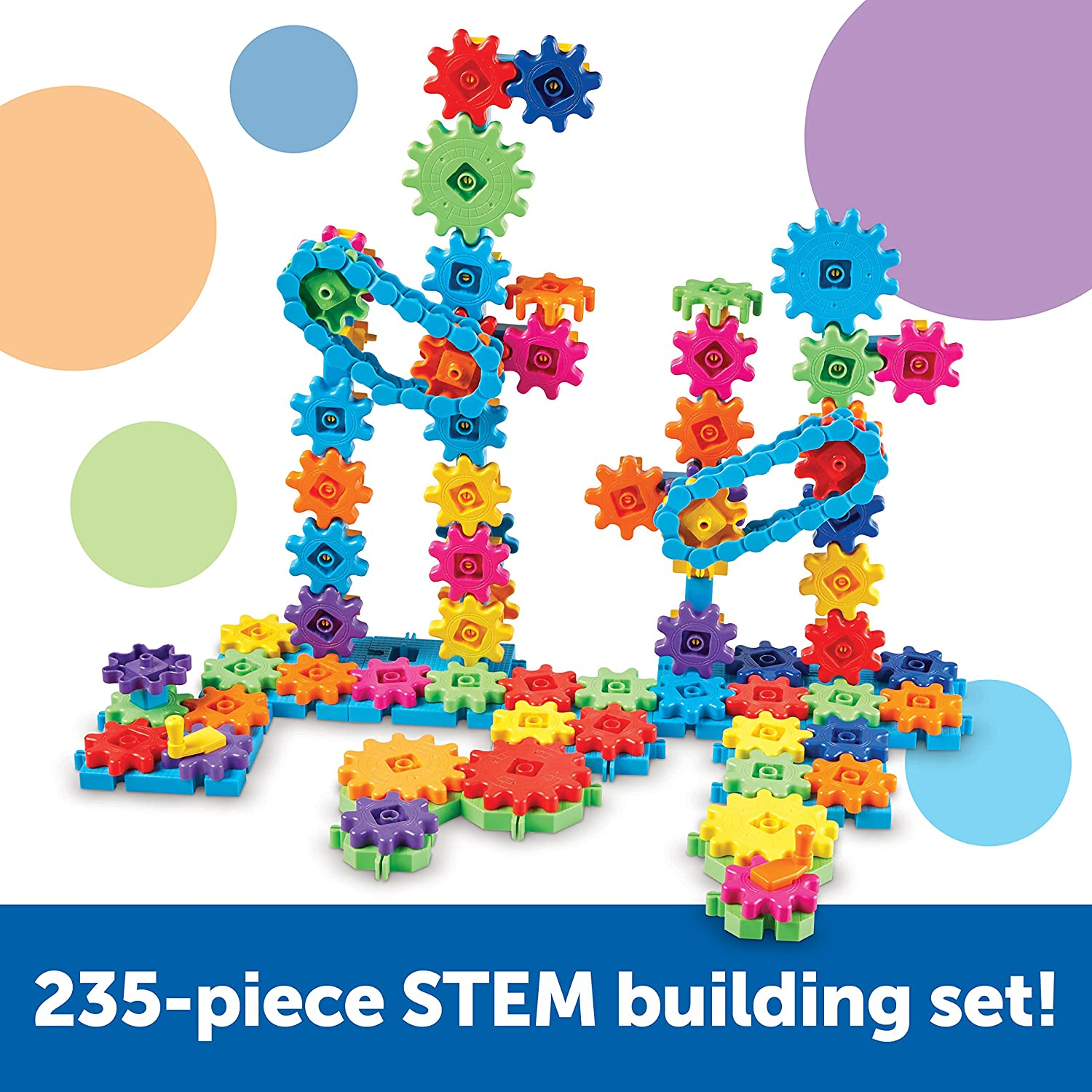 Learning Resources Gears! Gears! Gears! Mega Builds, STEM Building Set, Gears Toys for Kids, 235 Piece, Ages 4+, STEM Toys image number 5