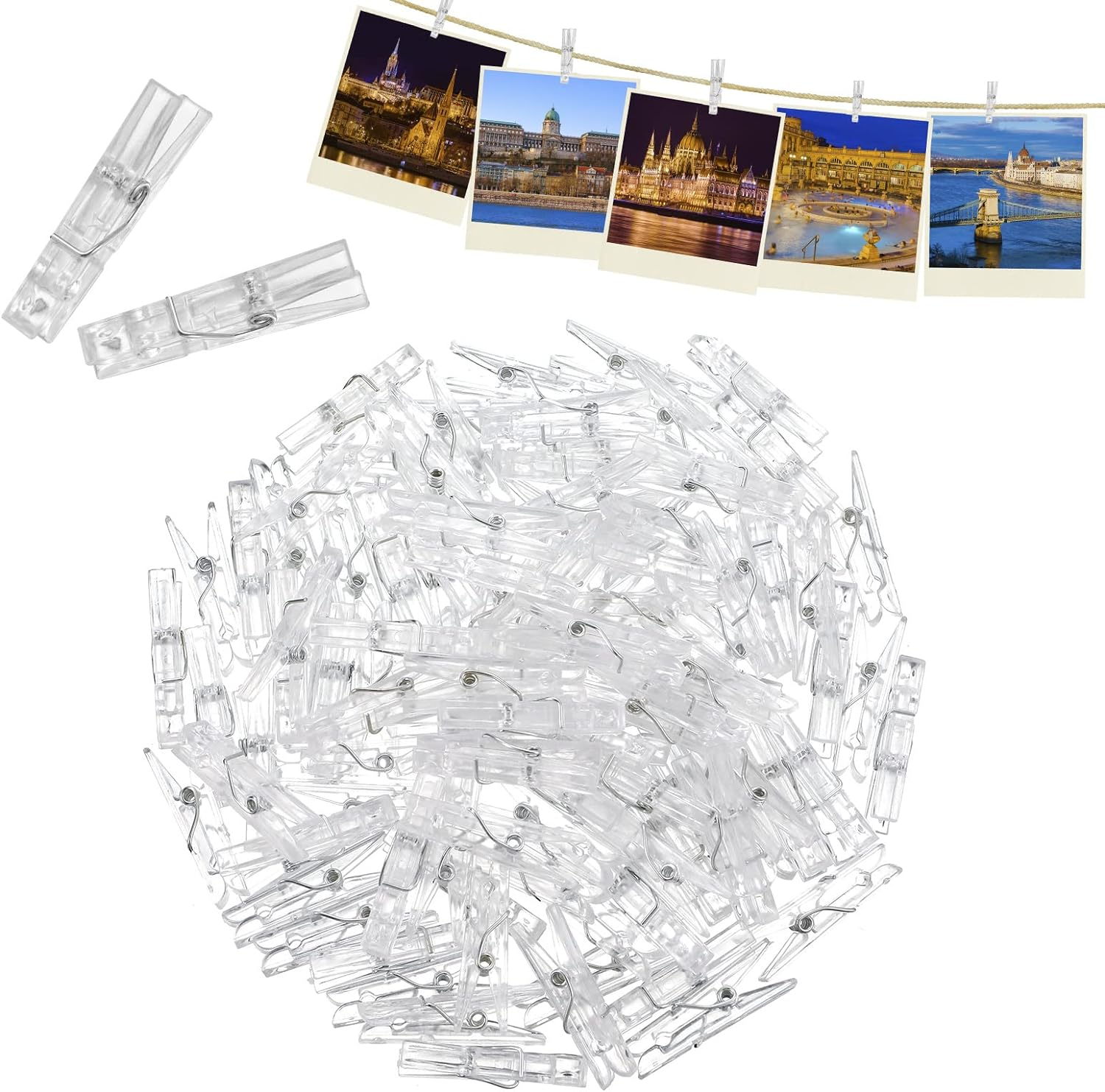 100Pcs Mini Clear Pegs for Hanging Photos, Tiny Photo Clips, Arts & Crafts, Weddings, Parties image number 5