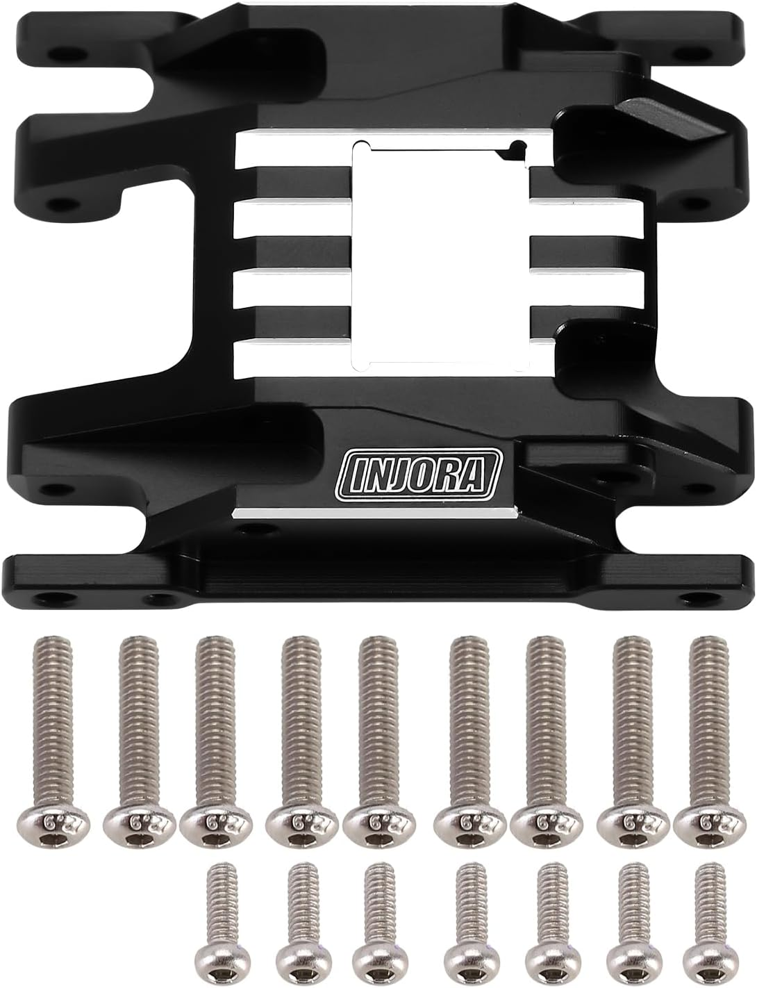 INJORA Skid Plate CNC Aliuminum Transmission Mount for TRX4M 1/18 RC Crawler Car Upgrade Parts, 16G(Black) image number 2