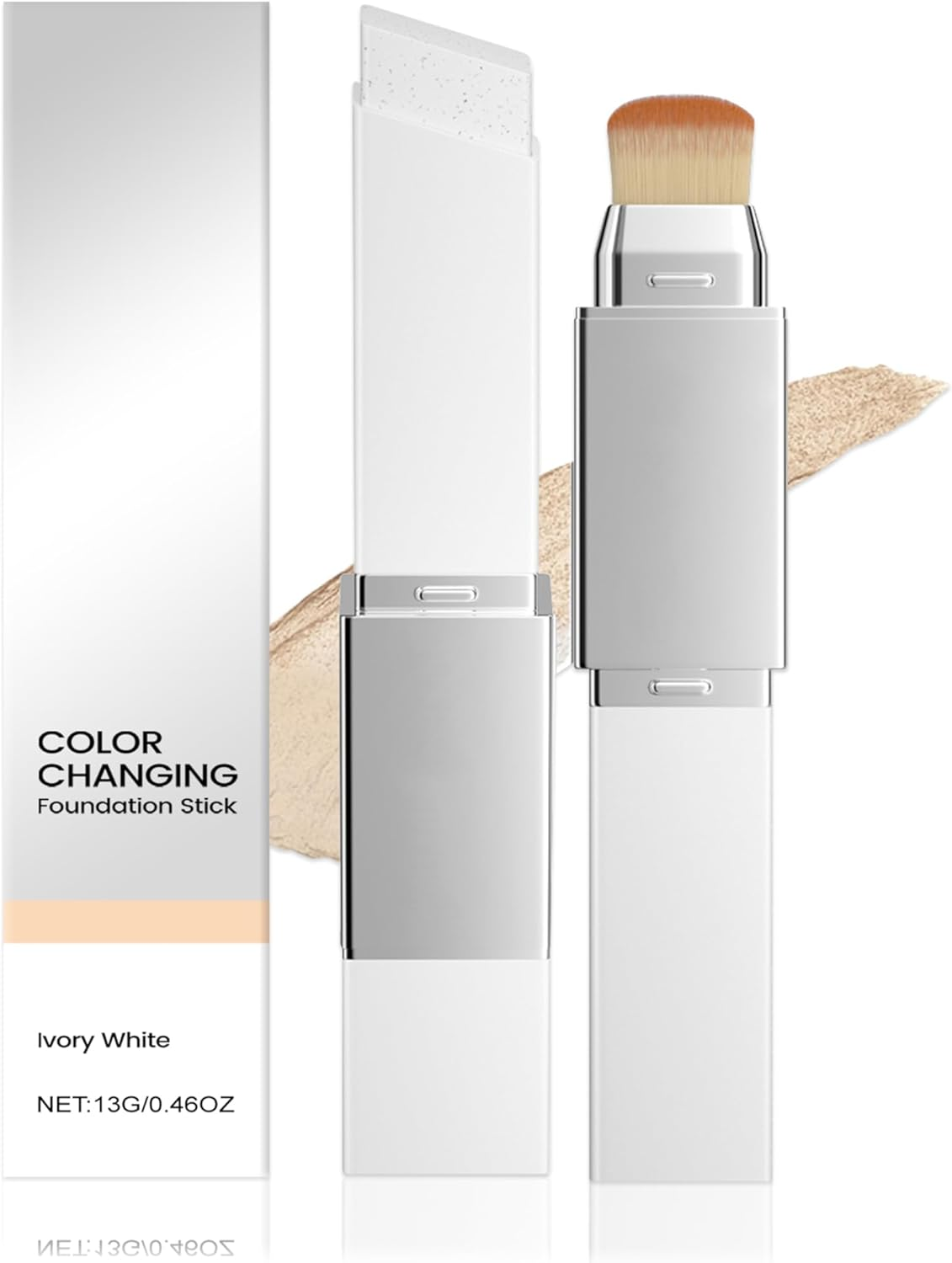 Cover Cream Stick V, Detachable Brush,Korean Color Changing Foundation With,Full to Medium Coverage Base Makeup (Ivory White) image number 4