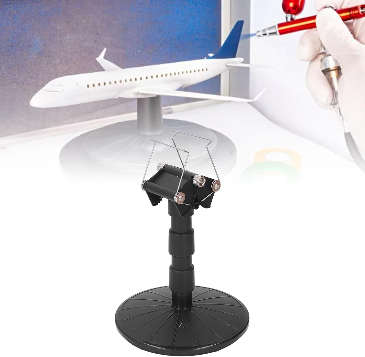 Tnfeeon Adjustable Springs Spray Painting Stand, Adjustable Height Sturdy Elevated Design 360 Degrees Rotating Paint Stand for Model Car Airplane image number 1