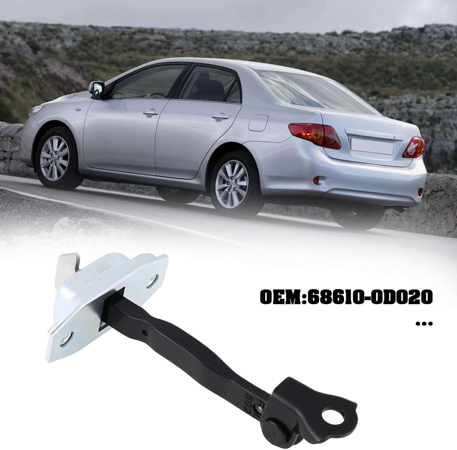 YINETTECH Car Front Door Check Strap Stopper Link 68610-0D020 Compatible with Toyota Corolla (E12) 2004-2016 image number 2