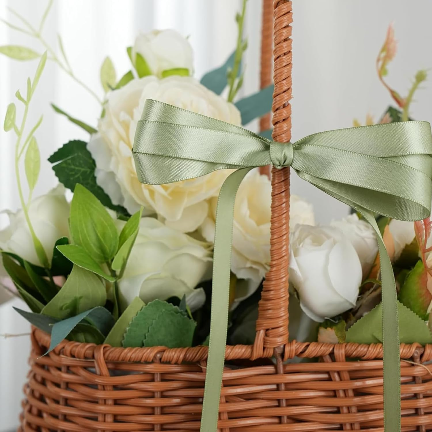 1 Roll of 10Mm X 25 Yards / 22 Metres Satin Ribbon,For Gifts Wrap Sew Party, Decorations Events Dress Wedding Christmas Crafts, Bows Car, DIY, Bouquets, Cake (Sage Green) - Sage Green image number 6