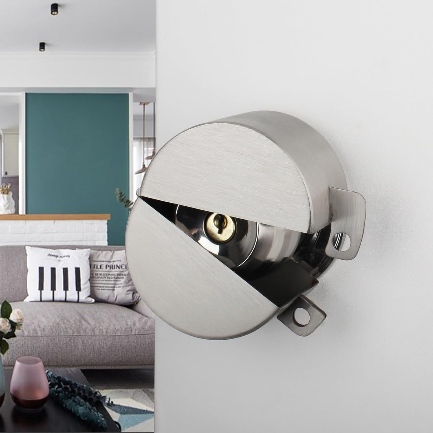 TEMEILI Door Handle Lock,Door Knob Lock Out Device,Cover to Disable the Doorknob/Faucet/Valve,Prevents Turning Door Knob Access Keyhole (Password Hanging Lock) Stainless Steel-2
