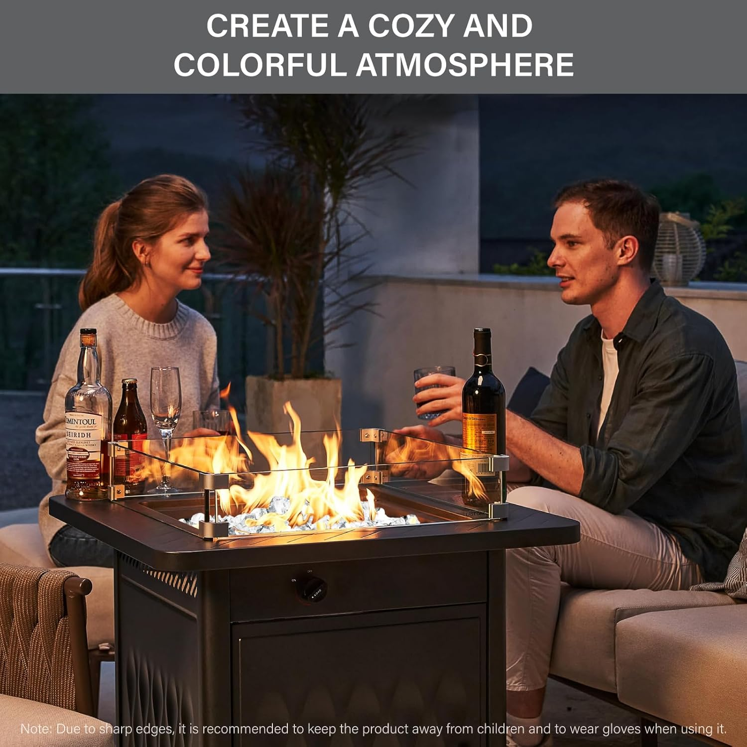 NUPICK 5 Pound Fire Glass, 1/4 Inch Reflective Fire Pit Glass, Tempered Firepit Glass Rock for Propane or Natural Gas, Glass Rocks for Fire Pit Table, Fireplace Glass for Landscaping, Clear image number 5