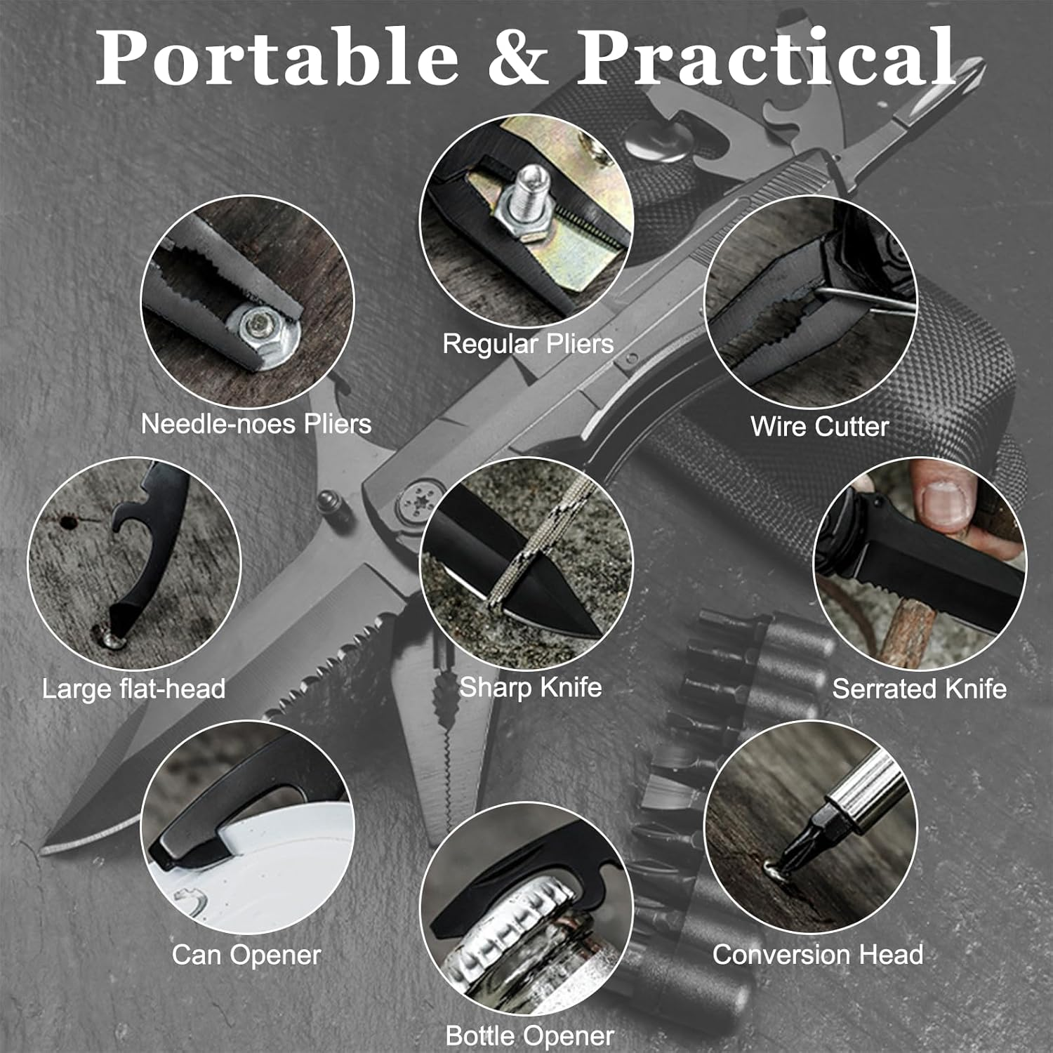 Pocket Knife, 19-In-1 Multitools Folding Knife with Safety Lock, Pliers & Screw Head Set - Suit for Camping, Outdoor and Everyday Use - Comes with Oxford Storage Bag image number 3