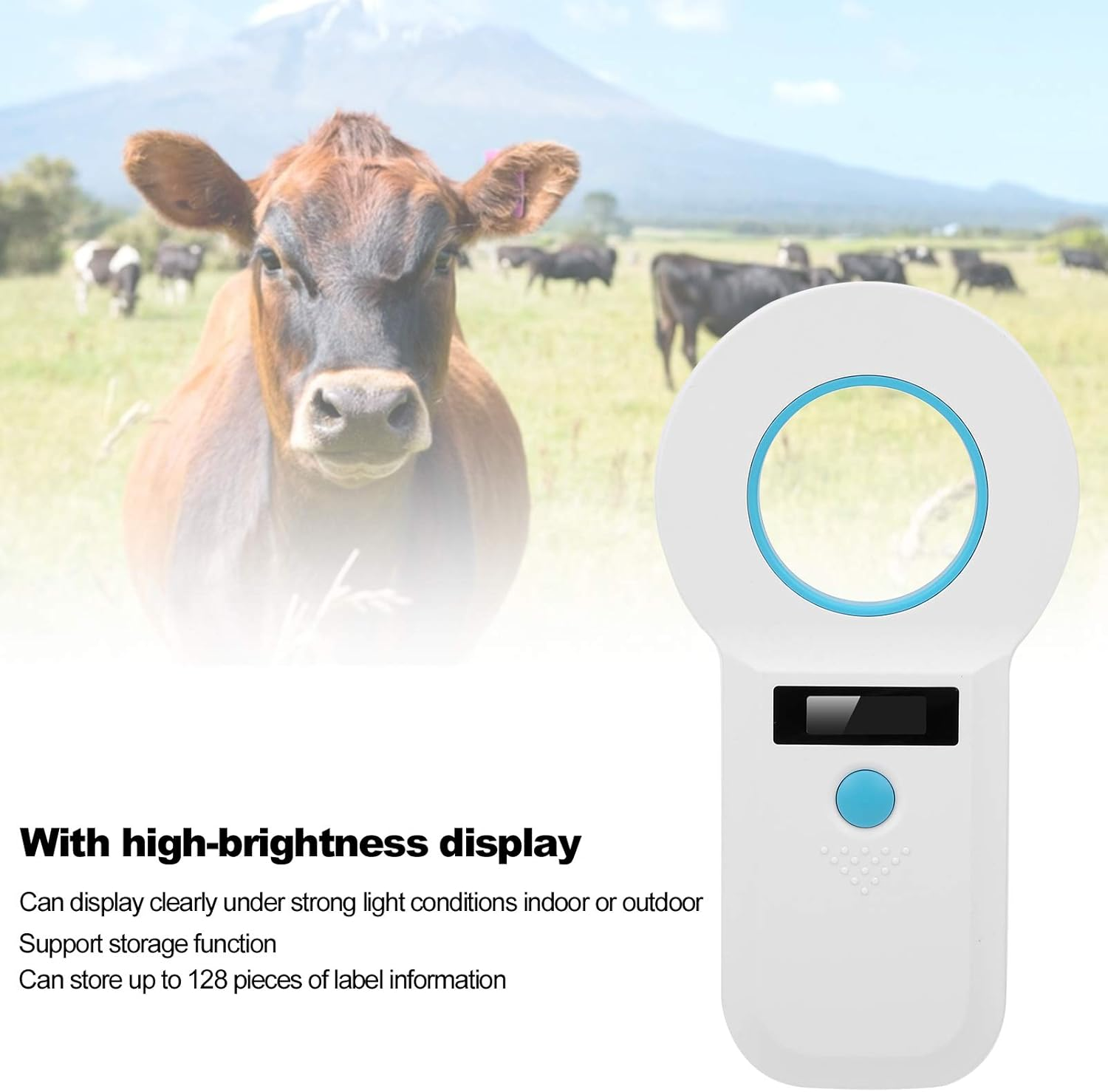 Pet Microchip Scanner, 34.2Khz 125Khz Rechargeable Animal Tag Reader for EMID FDX B,Animals Pets Dogs Cats Pigs Data Storage Display