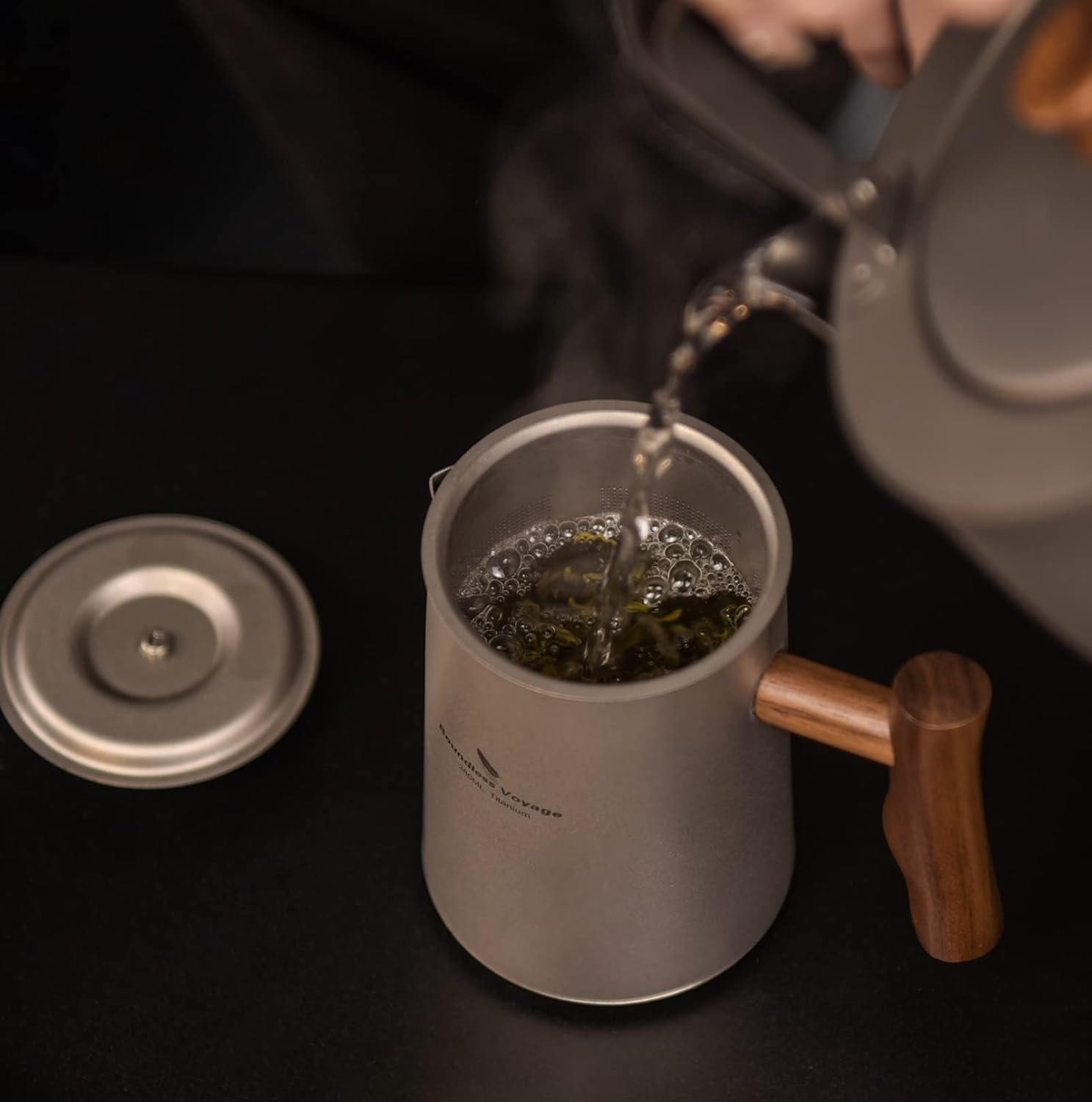 Boundless Voyage Camping Coffee Maker, Tea Kettle, Titanium Pot, Backpacking Mug, Portable Titanium Mug, Outdoor Kettle, Camping Cookware, Lightweight and Portable (Ti3117D Teapot + Cup) - Ti3116D Teapot image number 7
