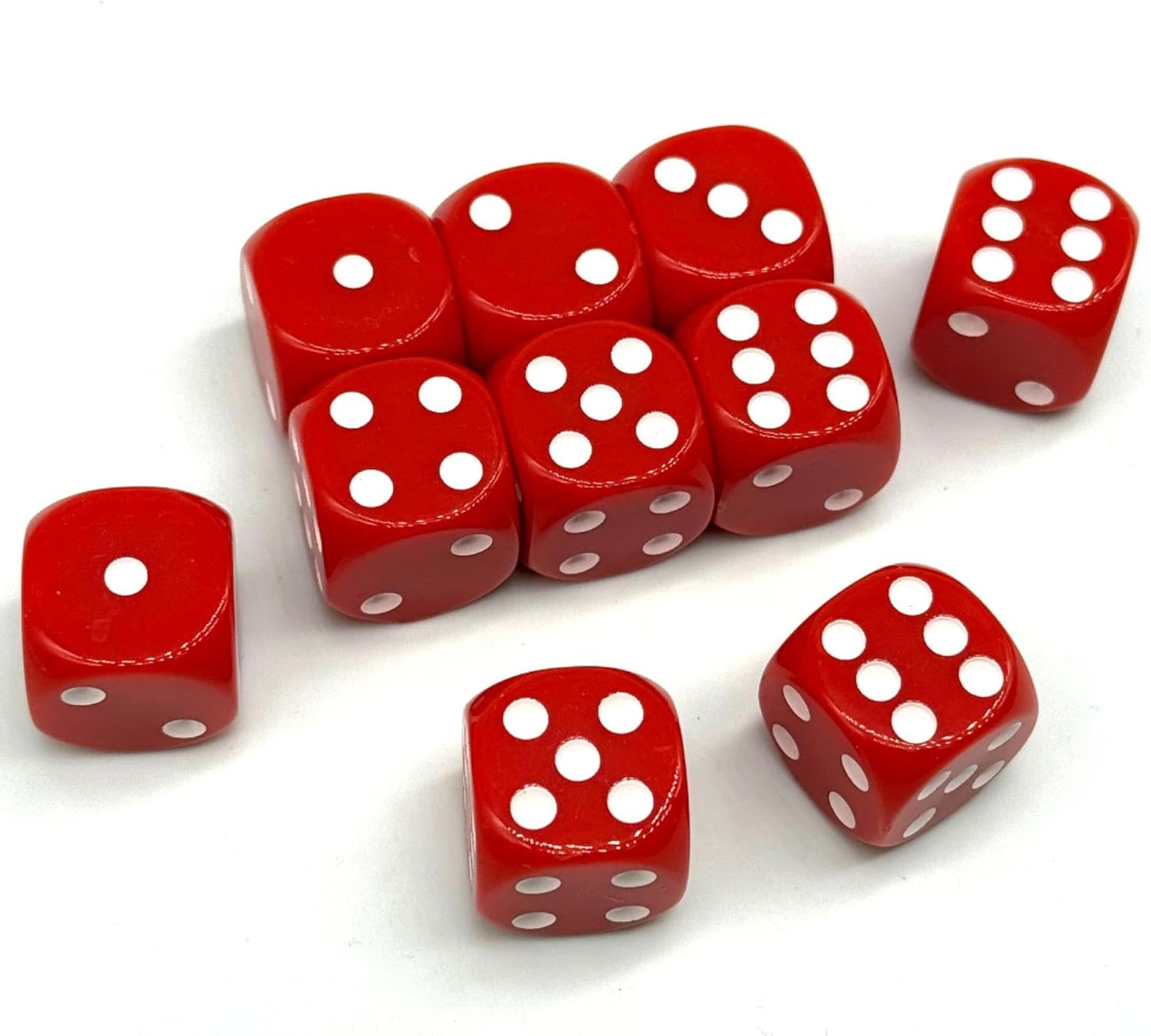 10PCS Acrylic Dices 6 Sided Dice Set for Bar Games Standard Dices for Party Math Learning Glow Playing Dice (Red) image number 6