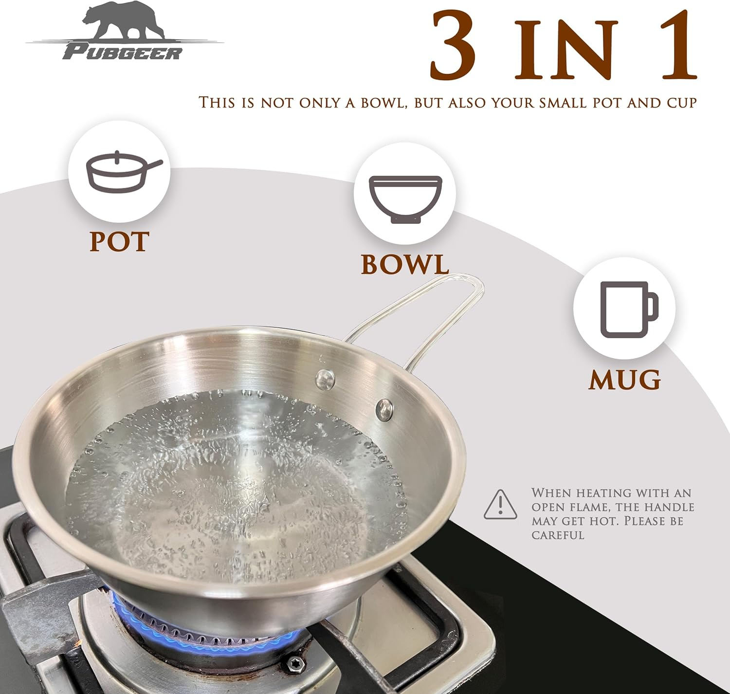Pubgeer Camping Bowls 31Oz (4 Pack) - Nesting Stainless Steel Bowl with Handles | Outdoor Sierra Cup | Ideal for RV Travel, Camping, and Backpacking | Makgeolli Bowls | Soup Bowls image number 6