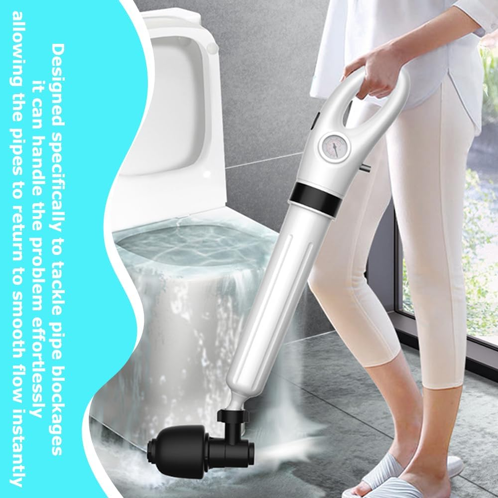 Toilet Plunger Unblocker, with Toilet Unclogging Head,Sink Drain Plug and Pump; Powerful Electric Dredge Equipment, High Pressure Drain Unclogging Tool, Multi-Purpose Air Pump Plunger image number 2