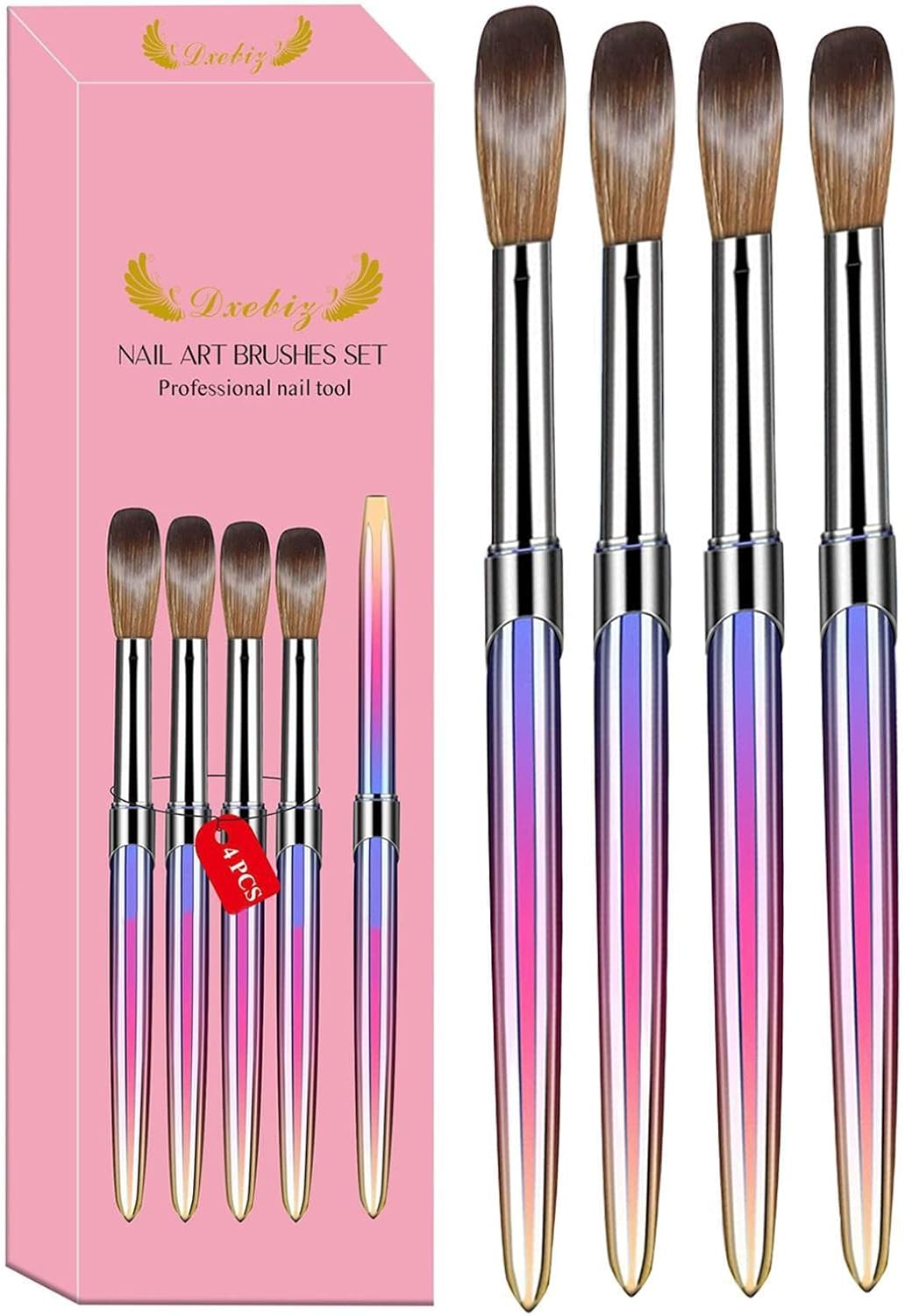 Metal Nail Brush Set | Nail Brushes Set for Acrylic Application Nail Drawing Art Brush | Brush Manicure Tools for Home and Salon image number 1