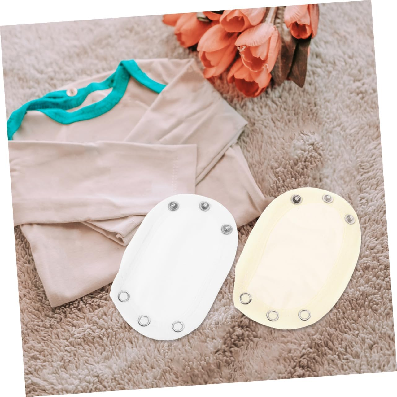 Healeved 8Pcs Cotton Muslin Newborn Hoodie Extensions Bodysuit Extender Snap for Boys Girls image number 6