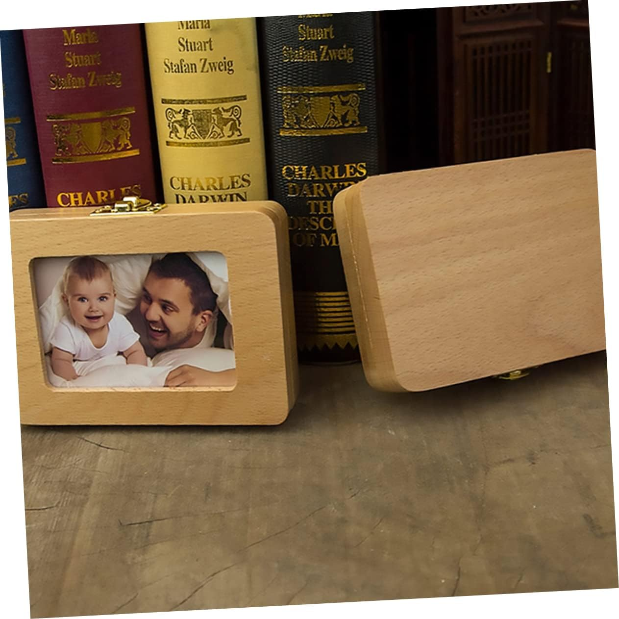 1 Set Teeth Keepsake Box Wooden Deciduous Tooth Storage Organizer Fetal Hair and Photos for Newborns Birthdays Special Occasions image number 4