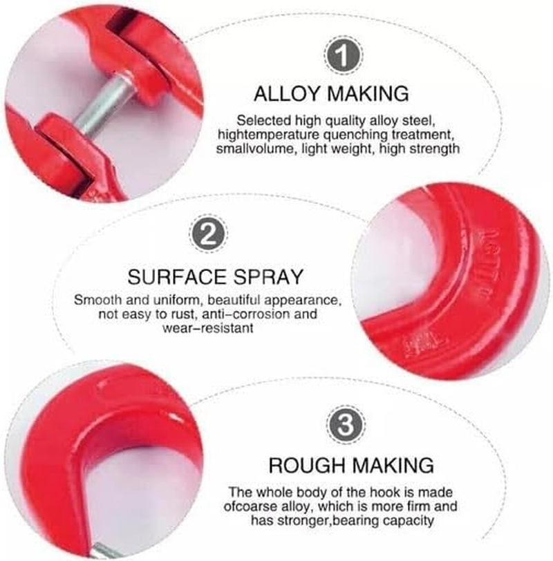 LEDON 2Pack Heavy Duty Caravan Safety Chain Hooks - 8Mm Hammerlock & 10Mm Eye Sling Hook, Zinc Plated for Trailer, Boat, Towing & Recovery image number 2