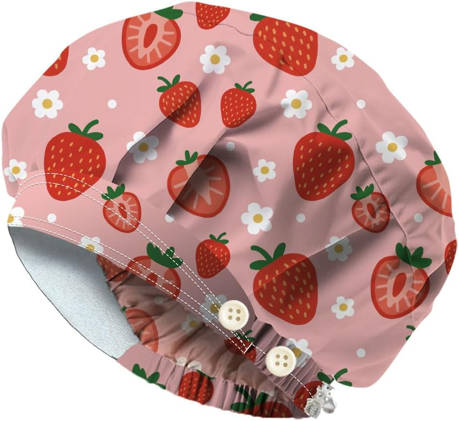 Scrub Caps with 4 Buttons Adjustable Nursing Working Caps with Sweatband Resilient Surgical Hat Hair Cover for Work image number 1