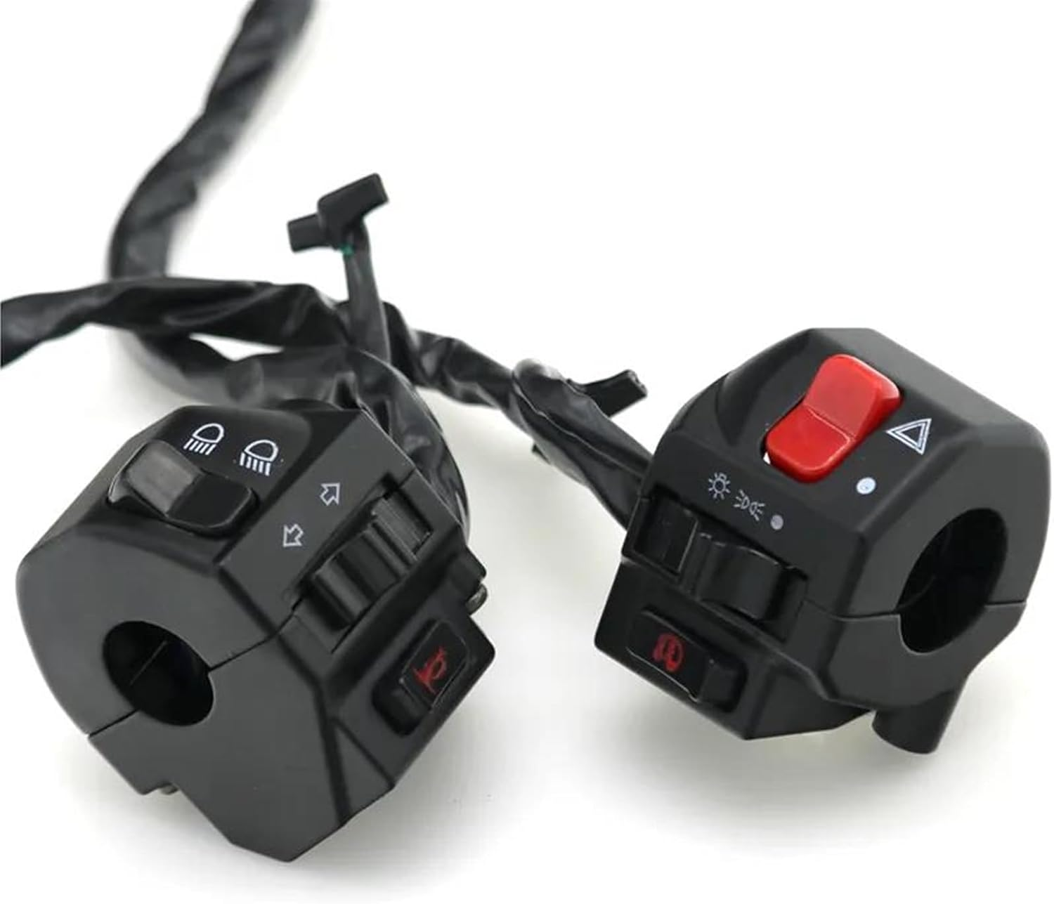 Motorcycle Handlebar Switch Black Universal Aluminum 7/8" 22MM Motorcycle Switch Handlebar Motorbike Horn Turn Signal Headlight Control Buttons image number 2