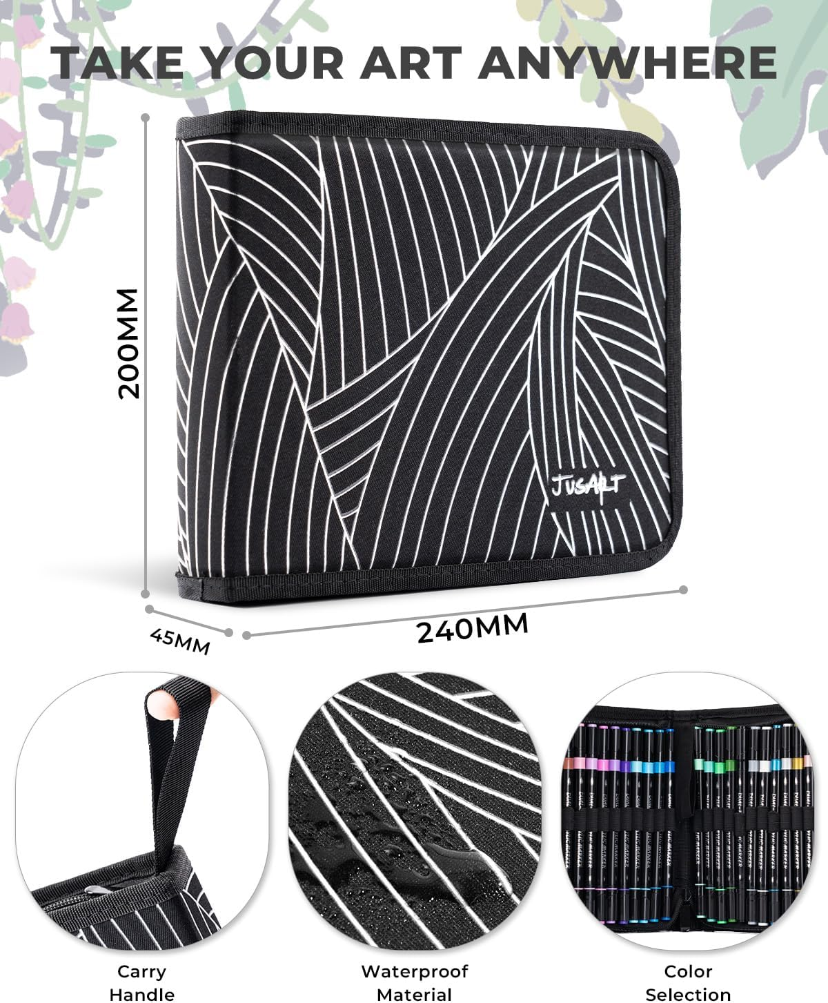 Jusart 36 Colors Acrylic Paint Markers, Dual Tip with Brush Tip and Fine Tip Paint Pens for Rock Painting, Wood, Canvas, Glass, Stone, Ceramic, DIY Crafts Professional Art Supplies with Bag image number 1