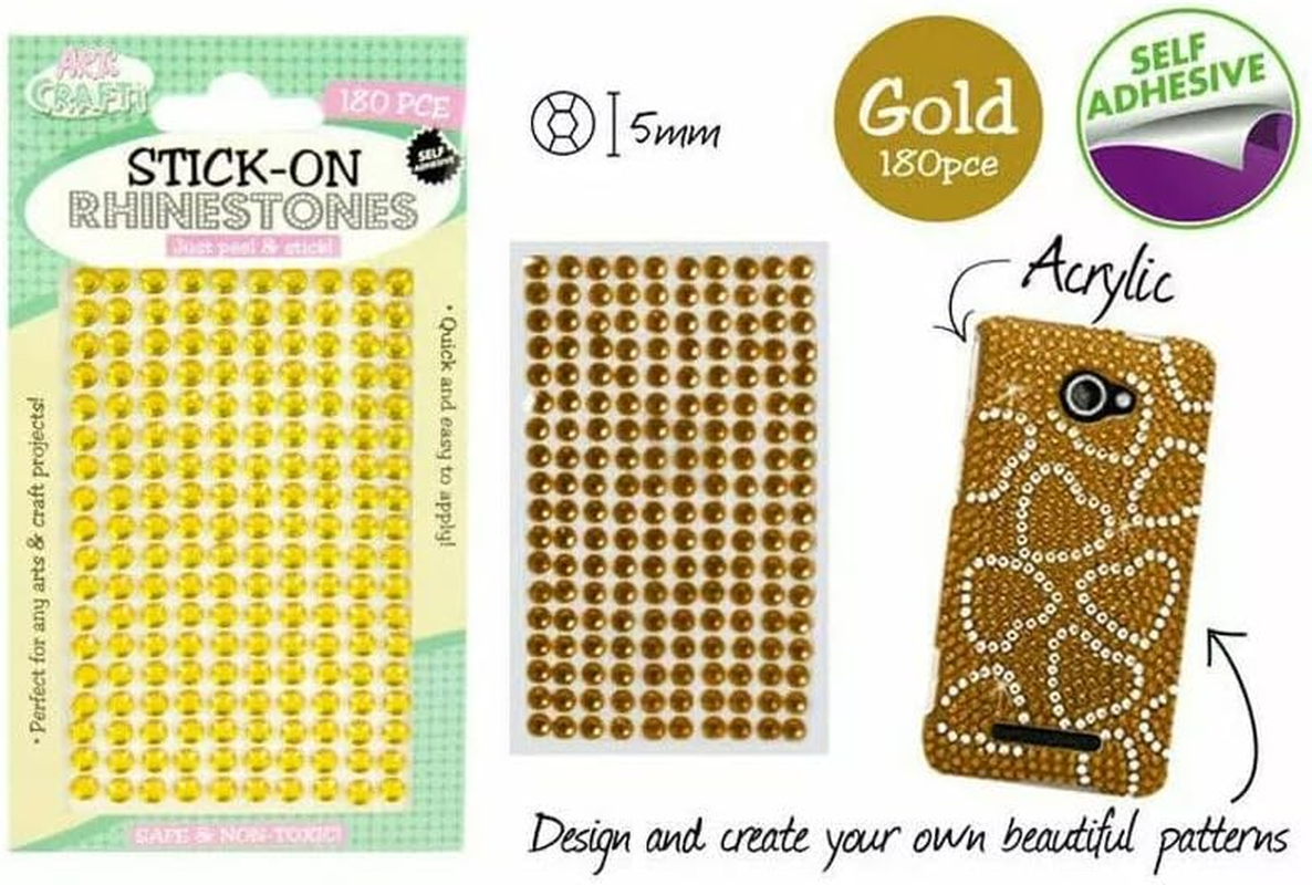 Tootoo 180Pce Adhesive Rhinestones - Gold 5Mm, Scrapbooking Card Making Art & Craft image number 1