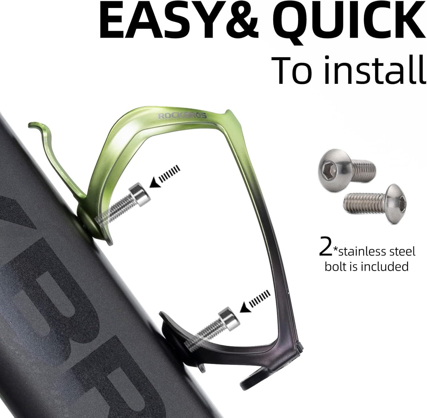 ROCKBROS Bike Water Bottle Holder Lightweight Bicycle Water Bottle Cage Aluminum Alloy Bike Cup Holder Bike Accessories Green image number 6