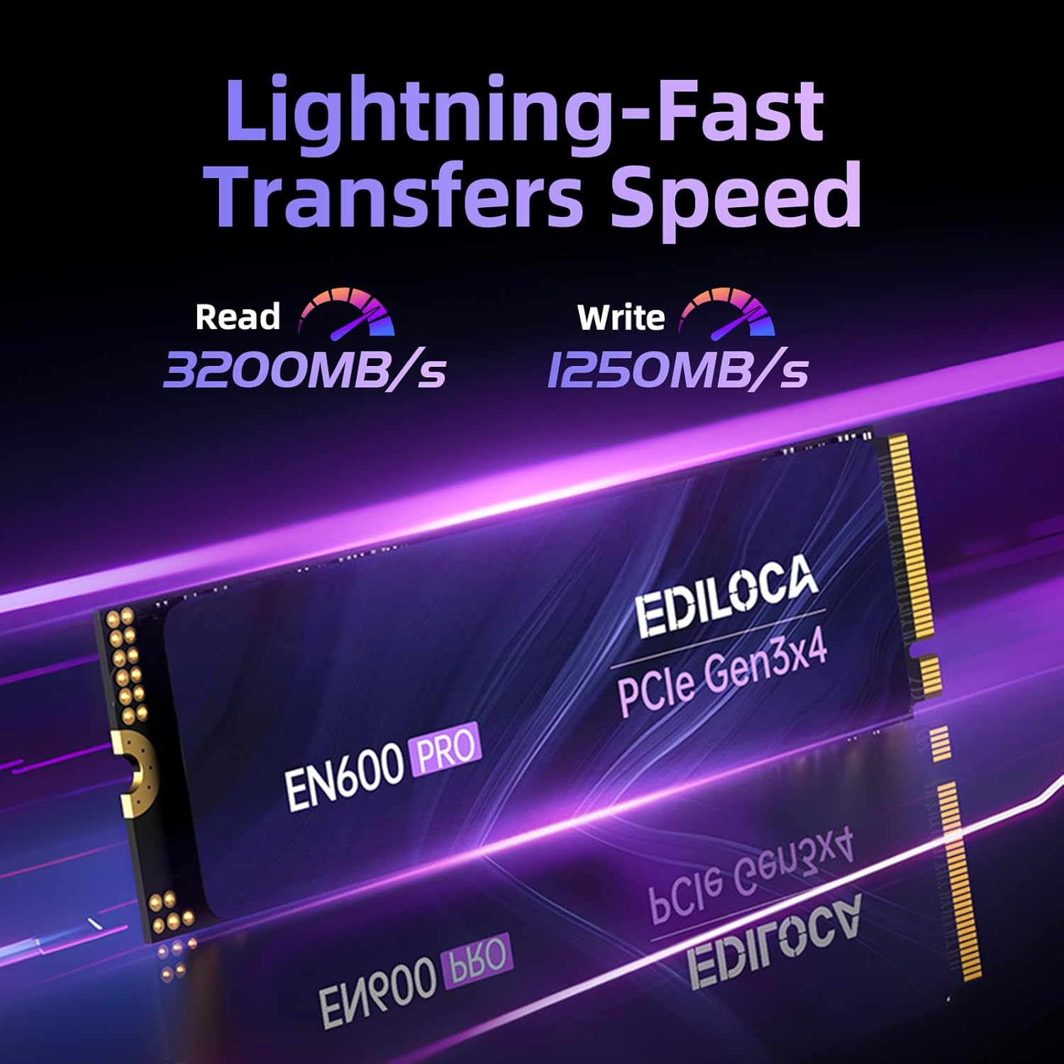 EN600 PRO SSD 256GB Pcle 3.0X4, Nvme M.2 2280, up to 2800Mb/S, Internal Solid State Drive, SLC Cache 3D NAND TLC, Graphene Cooling Sticker, Storage for PC, Desktop and Laptops